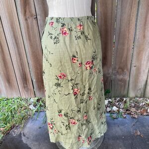 Vintage 90s CUT LOOSE Linen Cottage FLORAL Maxi Long Skirt xs